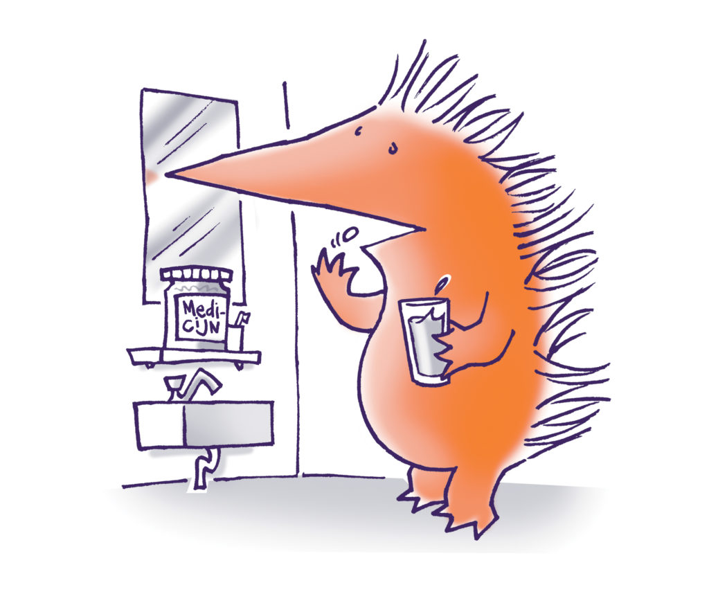 Egel neemt medicijnen